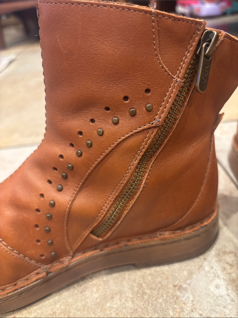 Naot Tan/Brown Leather Chukka Zip Boots size 37 chamel color - Picture 12 of 15